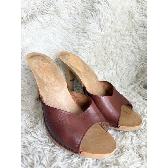 Vintage 70s 80s Candie's Leather High Heel Sandals size 9 - Picture 4 of 9